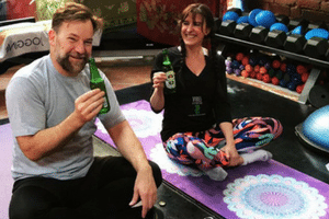 Lehmo tried beer yoga with Margie at Vibes Fitness Melbourne